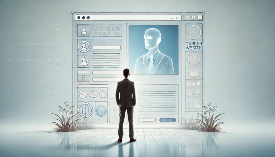 Illustration Karrierewebsite vor Person